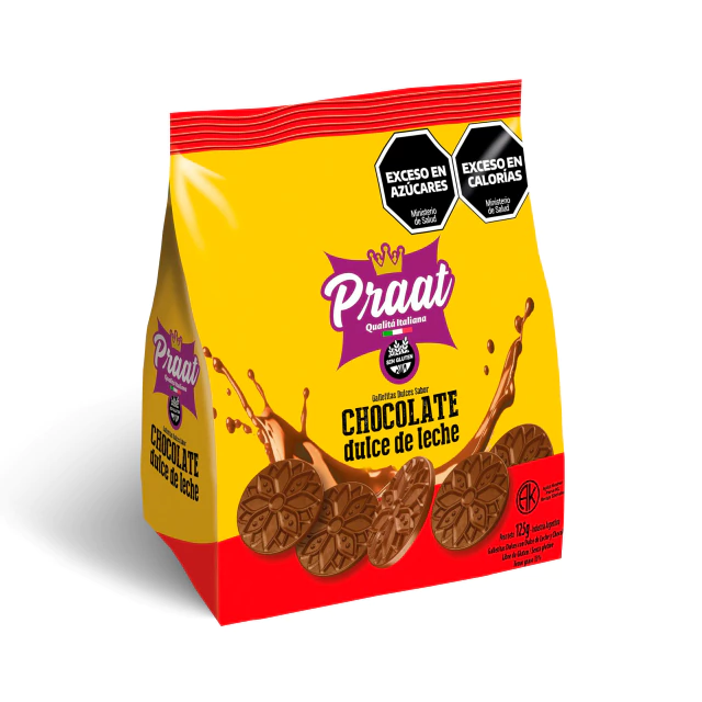 Praat galletitas sabor chocolate y dulce de leche