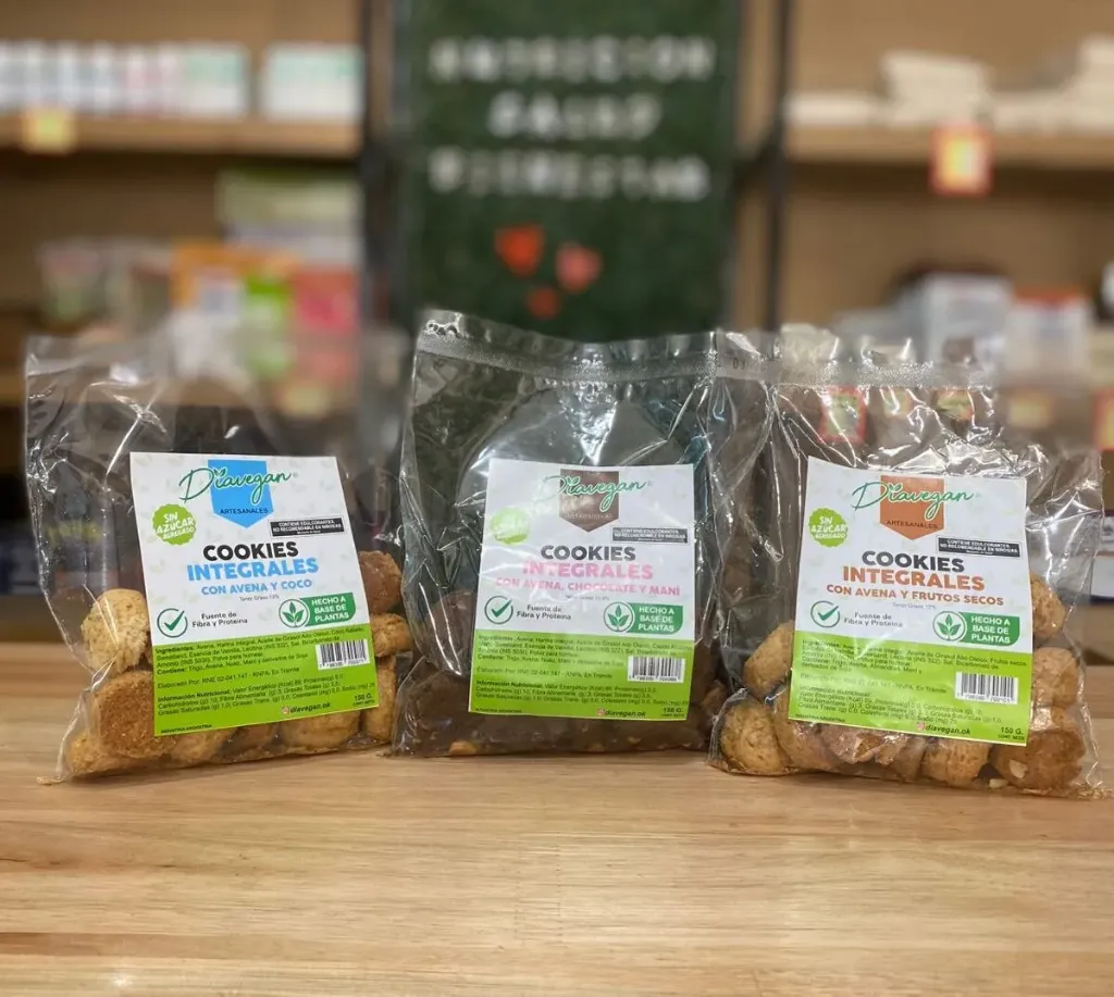 Diavegan cookies integrales de avena chocolate y maní sin azúcar