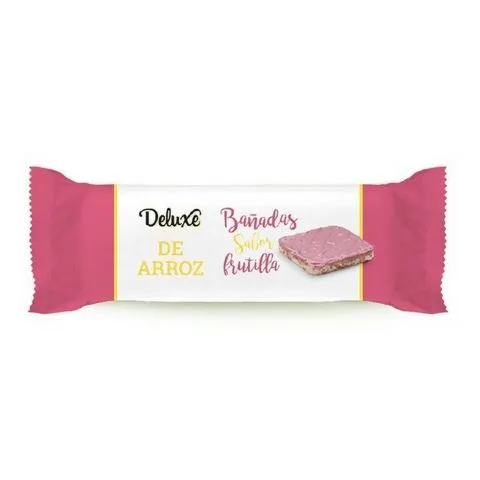 Deluxe galleta de arroz bañadas sabor frutilla sin tacc