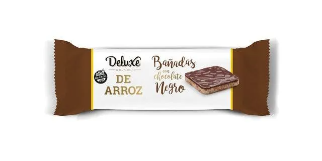 Deluxe galleta de arroz bañadas sabor chocolate sin tacc