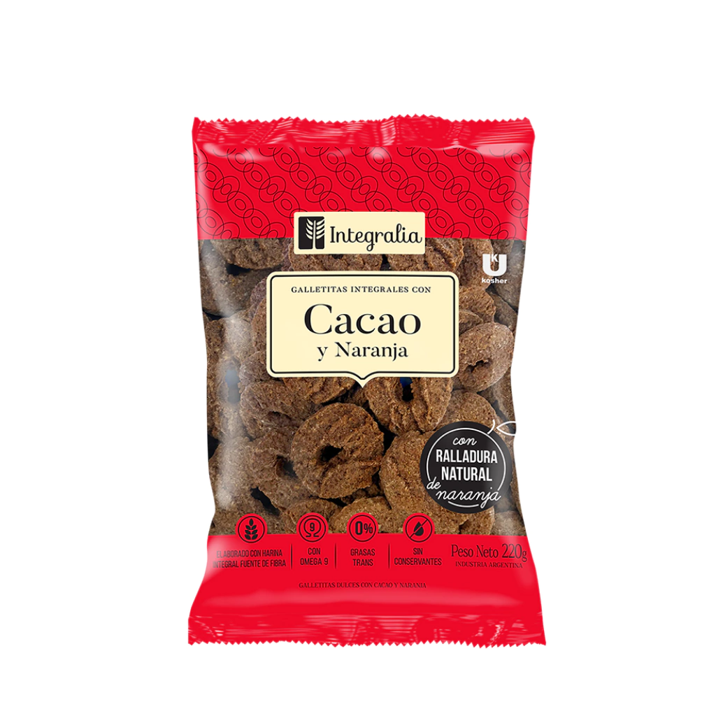 Integralia galletitas integrales de cacao y naranja