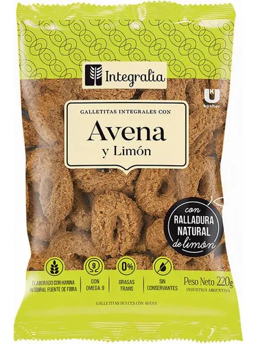 Integralia galletitas integrales de avena y limon