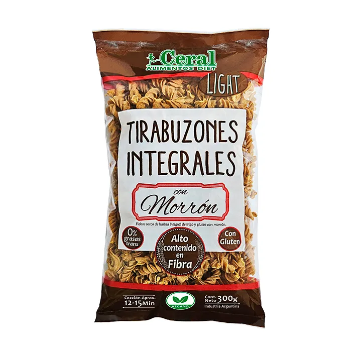 Ceral pasta integral tirabuzon morrón