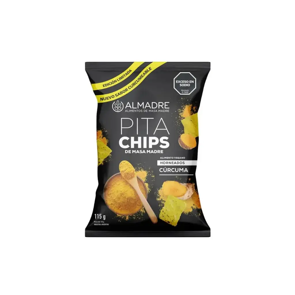 Almadre Pitachips de masa madre sabor cúrcuma