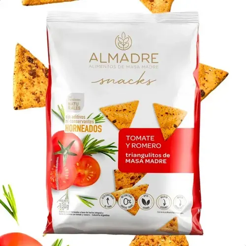 Almadre snacks horneados tomate y romero