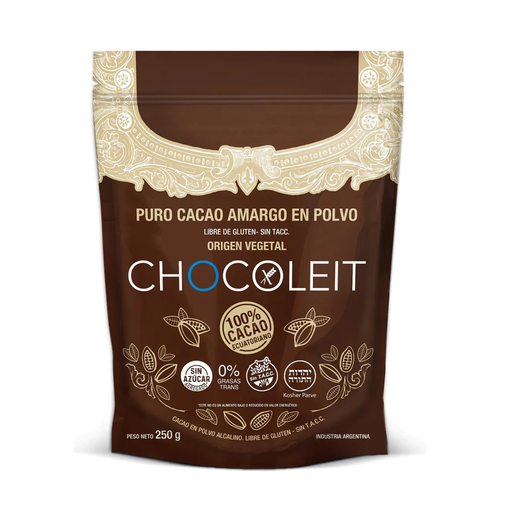 Chocoleit puro cacao amargo en polvo sin TACC 250g
