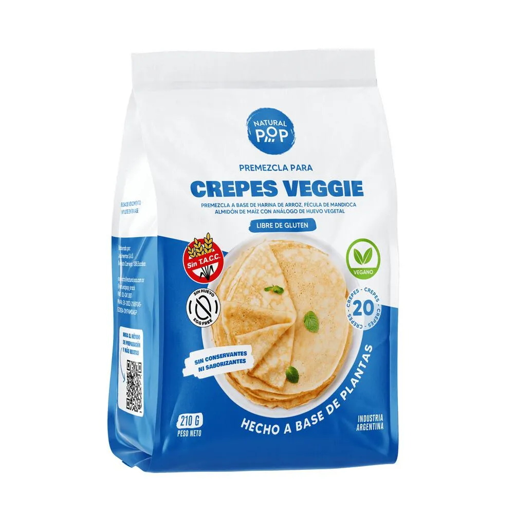 Natural Pop premezcla para crepes veganos sin tacc