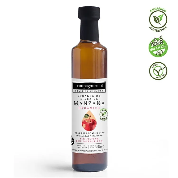 Pampagourmet vinagre de sidra de manzana orgánico sin tacc