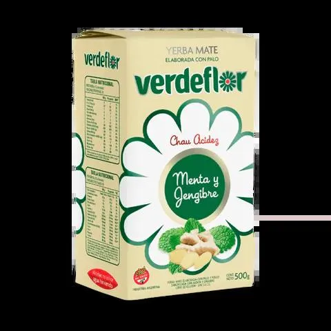Verde Flor yerba mate con menta y gengibre sin TACC 500g