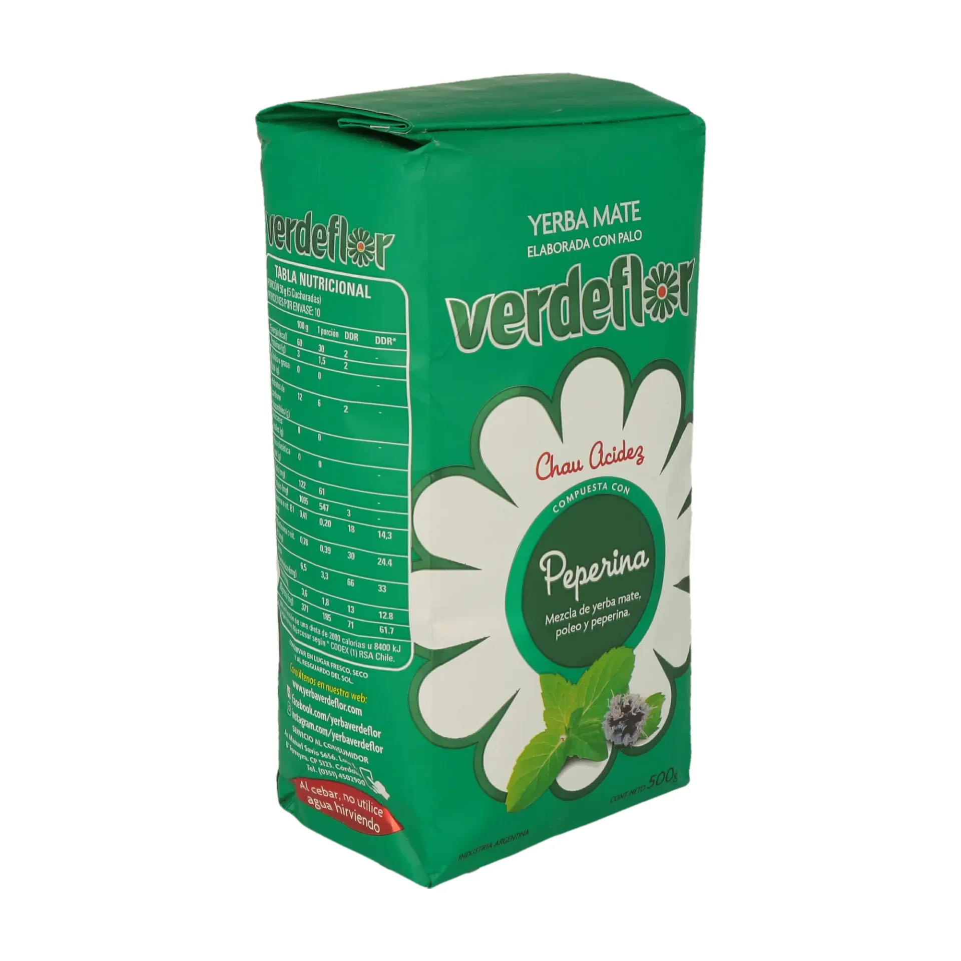 Verde Flor yerba mate con peperina sin TACC 500g