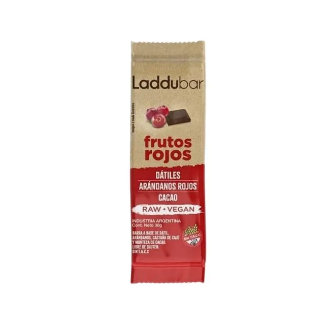 Laddubar barra vegana de frutos rojos sin tacc
