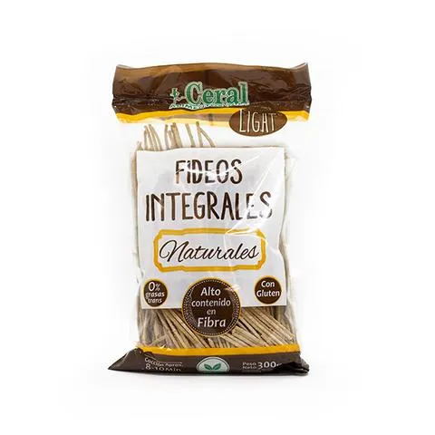 Ceral pasta integral fideos naturales