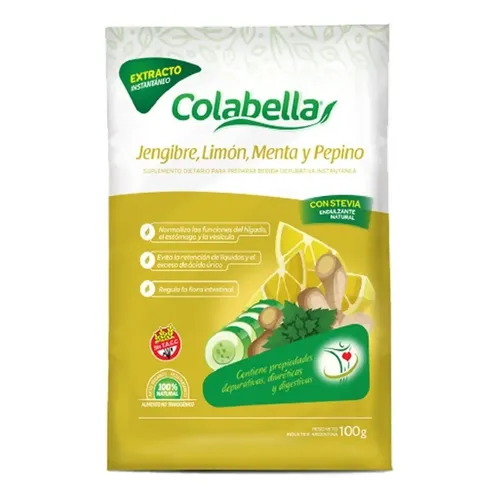 Colabella suplemento bebida de jengibre, limón, menta y pepino