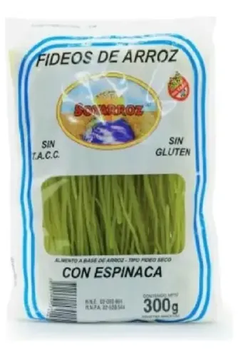 Soyarroz fideos de arroz con espinaca sin tacc