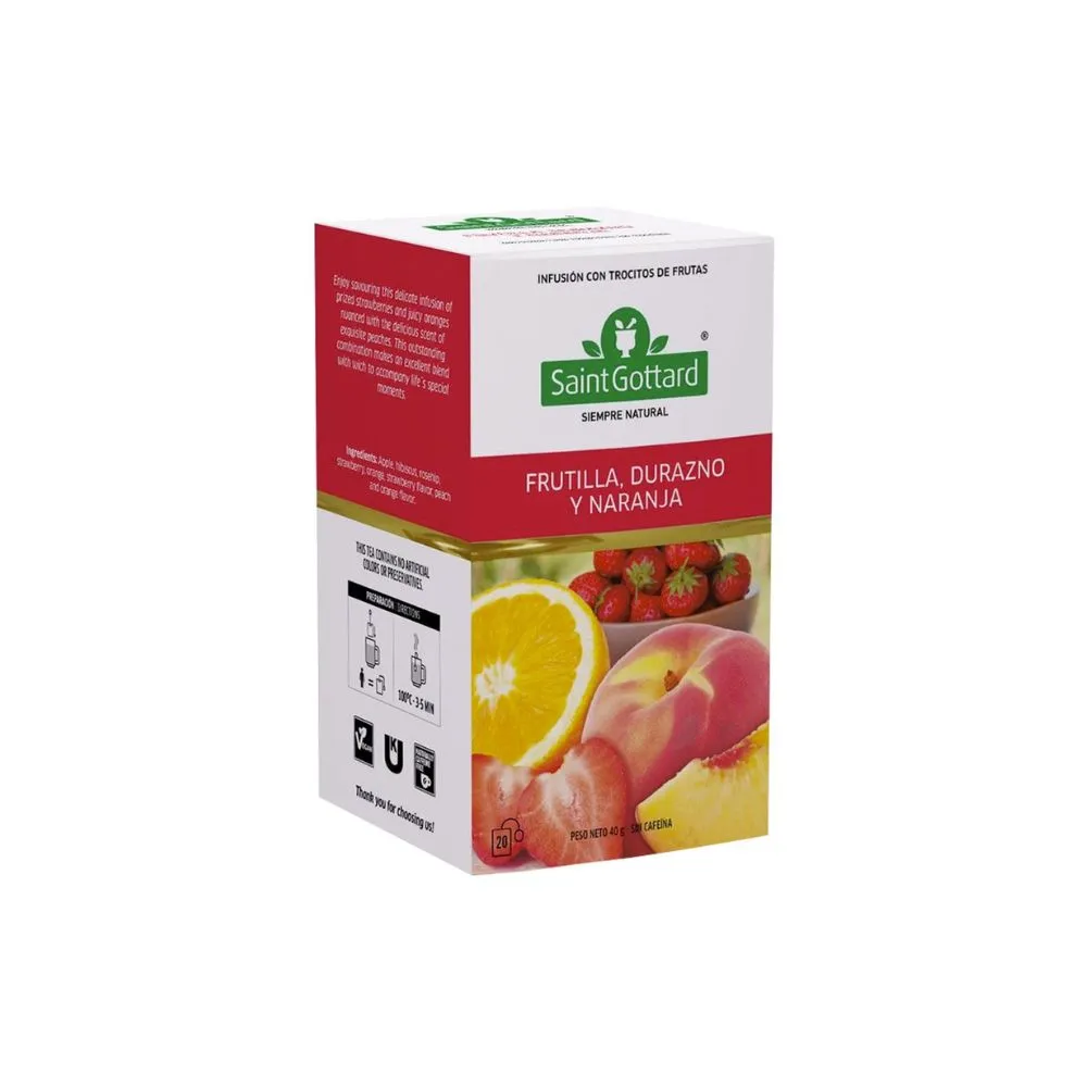 Saint Gottard té frutilla durazno y naranja x20 saquitos