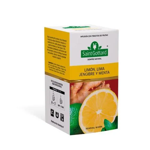 Saint Gottard té limon, lima, jengibre y menta x20 saquitos