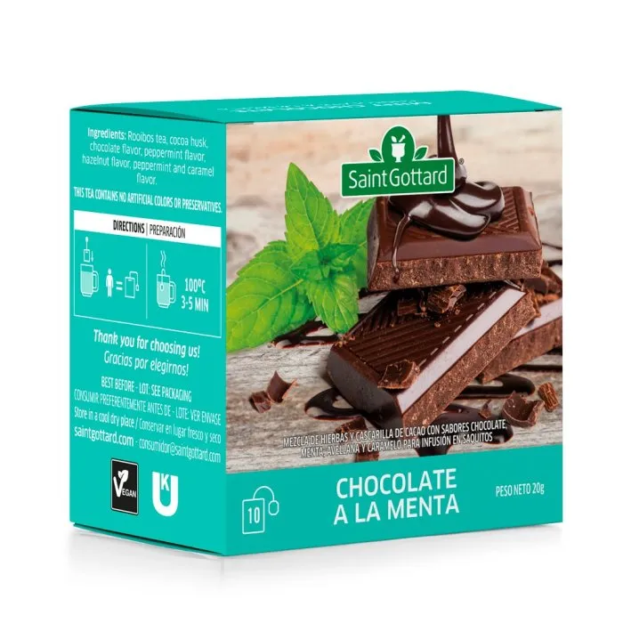 Saint Gottard té chocolate a la menta x10 saquitos
