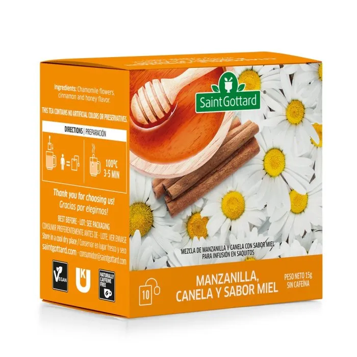 Saint Gottard té manzanilla, canela y miel x10 saquitos