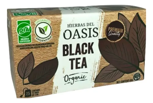 Oasis infusiones x 25 Té Negro Orgánico (Selección de las mejores hojas, de excelente sabor y calidad)