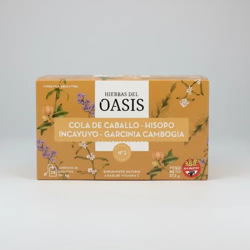 Oasis infusiones x 25 Mezcla N°2 - Adelgazante (Cola de caballo, garcinia, hisopo e incayuyo)