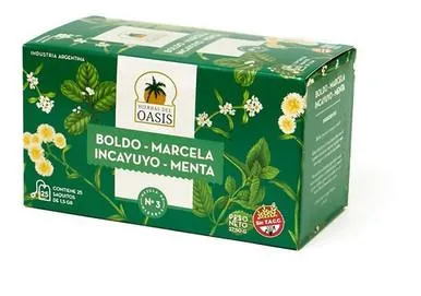 Oasis infusiones x 25 Mezcla N°3 - Digestiva (Boldo, marcela, incayuyo y menta)