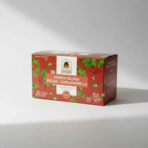 Oasis infusiones x 25 Mezcla N°5 - Circulatoria (Ginkgo biloba, zarzaparrilla y poleo)
