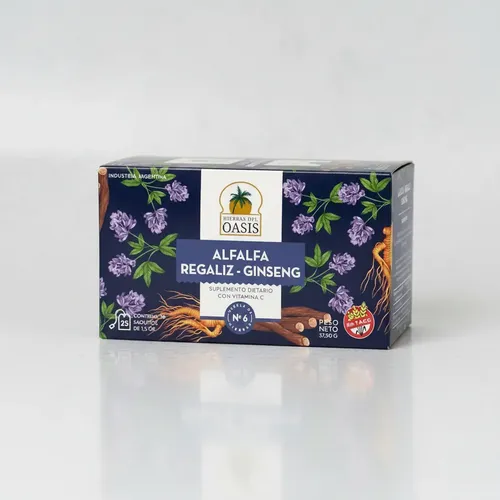 Oasis infusiones x 25 Mezcla N°6 - Energizante (Ginseng, alfalfa y regaliz)