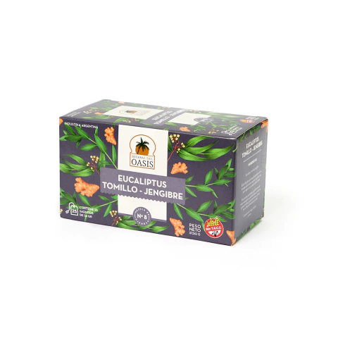 Oasis infusiones x 25 Mezcla N°8 - Antigripal (Eucalipto, jengibre y tomillo)