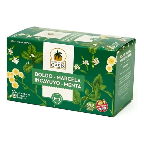 Oasis infusiones x 25 Mezcla N°11- Anticolesterol (Zarzaparrilla, alcachofa, te verde y alfalfa)