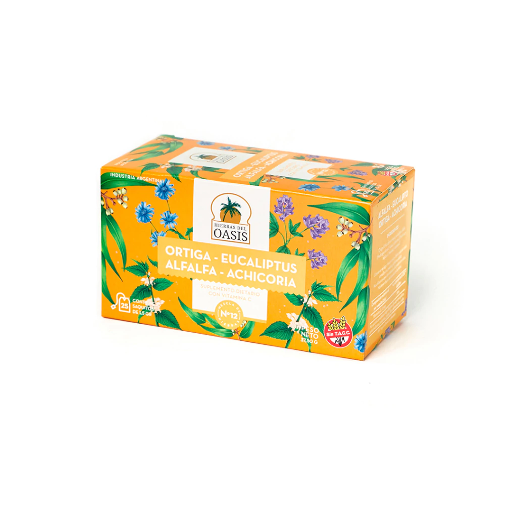 Oasis infusiones x 25 Mezcla N°12 - Antidiabético (Alfalfa, eucalipto, ortiga y achicoria)