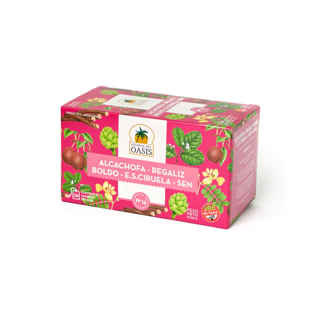 Oasis infusiones x 25 Mezcla N°14 - Laxante Suave (Regaliz, alcachofa, boldo, extracto de ciruela y sen)