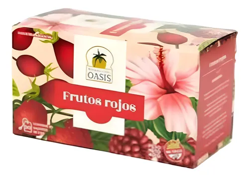 Oasis infusiones x 20 Té Frutos Rojos (Té negro, rosa mosqueta, hibisco y sabor natural a frutilla y frambuesa)