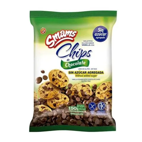 Smams galletitas dulces con chips de chocolate sin azucar 150g