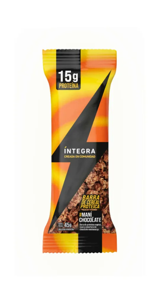 Integra barrita proteica de mani y chocolate