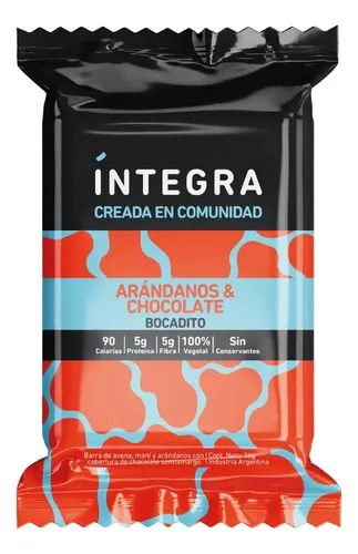 Integra bocaditos de mani, arandano y chocolate