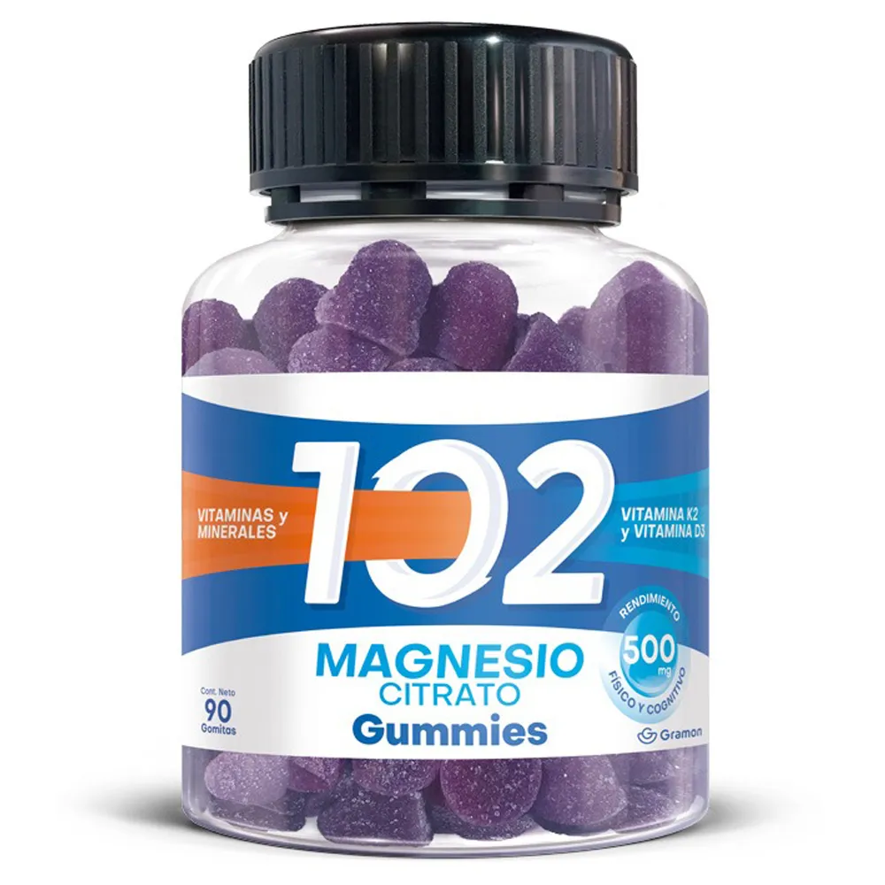 102 magnesio + citratos gummies, gomitas masticables