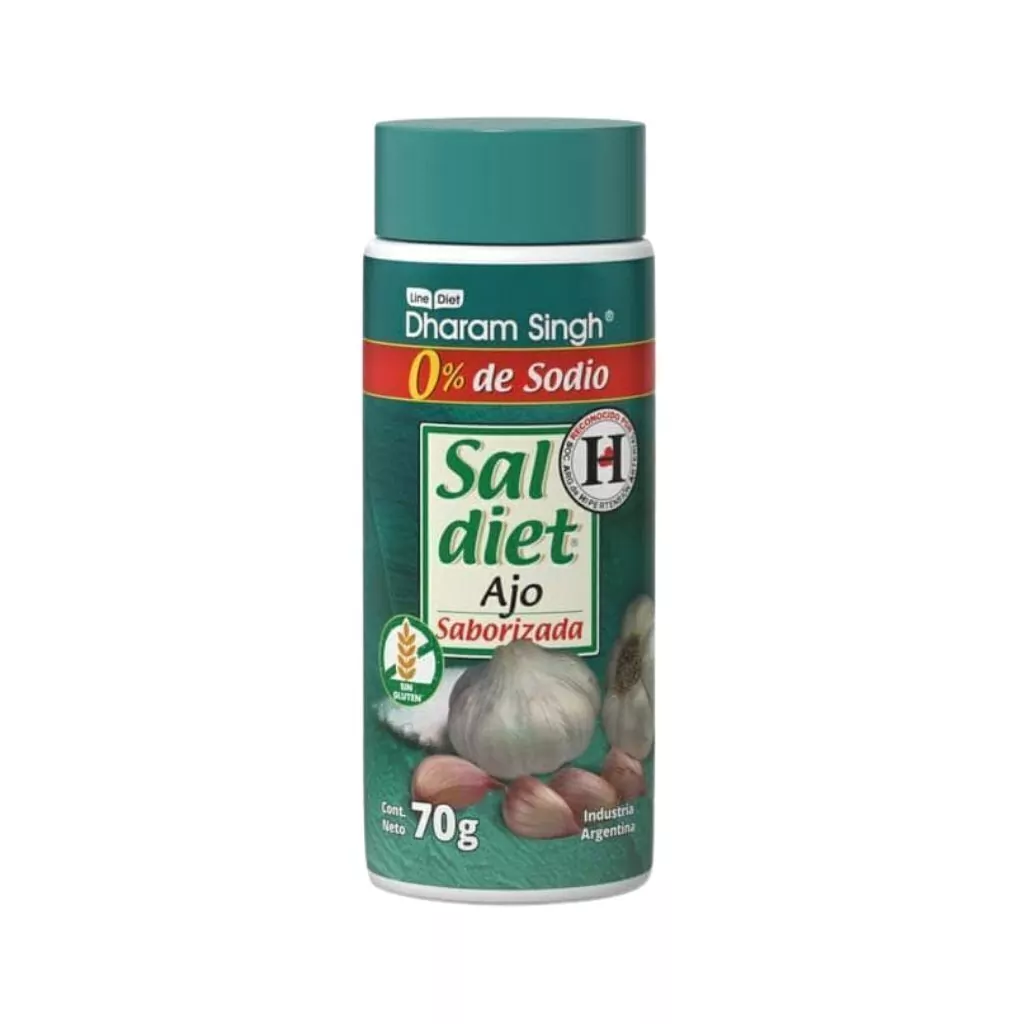 Dharam Singh sal dietética 0% sodio sabor ajo 70g