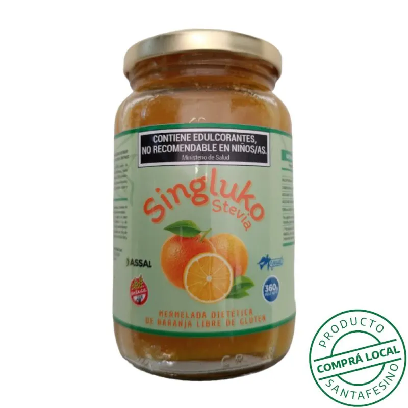 Singluko mermelada dietética con Stevia de naranja libre de gluten