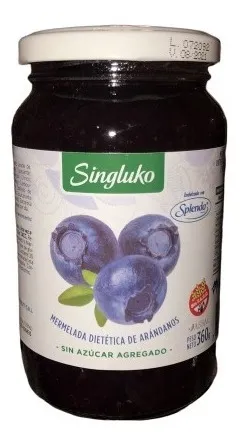 Singluko mermelada dietética con Stevia de arandano libre de gluten