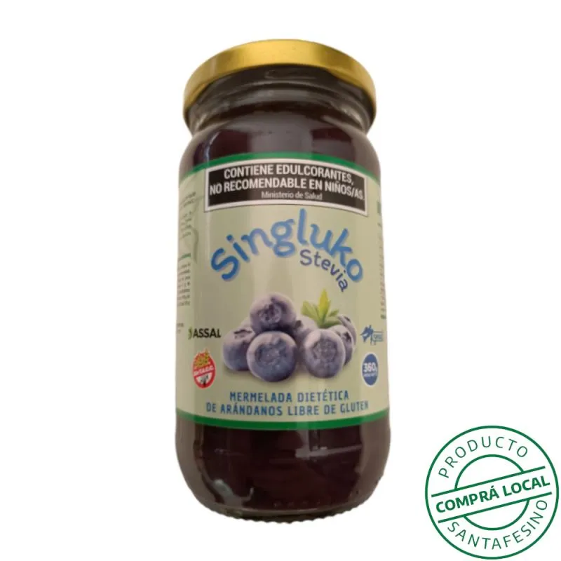 Singluko mermelada dietética con Stevia de arandano libre de gluten