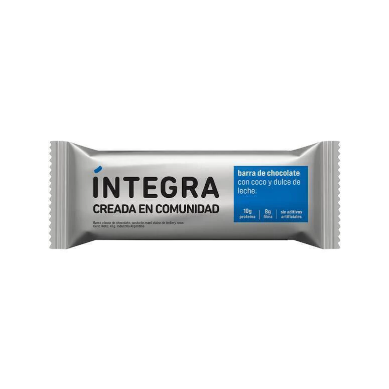 Integra Plateada proteica de chocolate con coco y dulce de leche