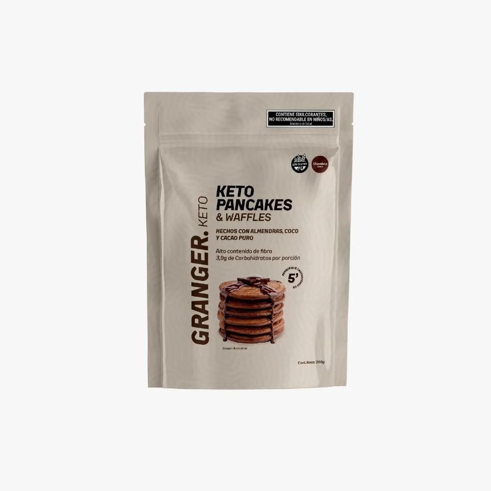 Granger premezcla de pancake KETO, almendras, coco y cacao sabor chocolate 200g