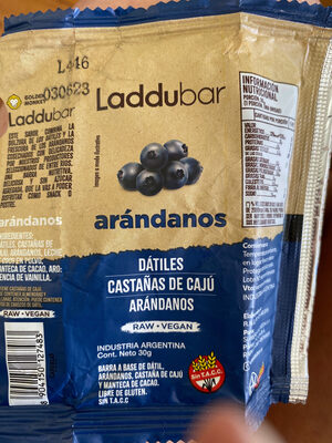 Laddubar barra vegana de arándanos sin tacc